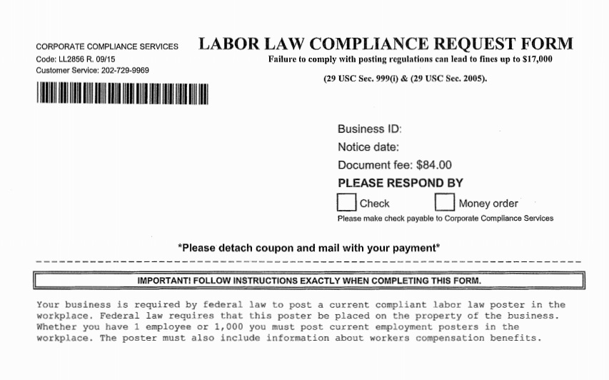 Corporate Compliance Services Mailer